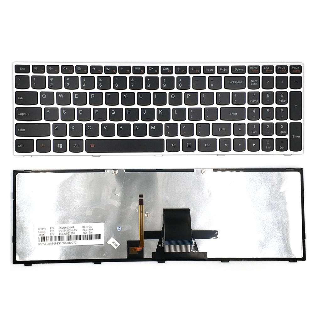 US Keyboard For IBM For Lenovo G50 Laptop Keyboard With Silve With Farme With Backlight